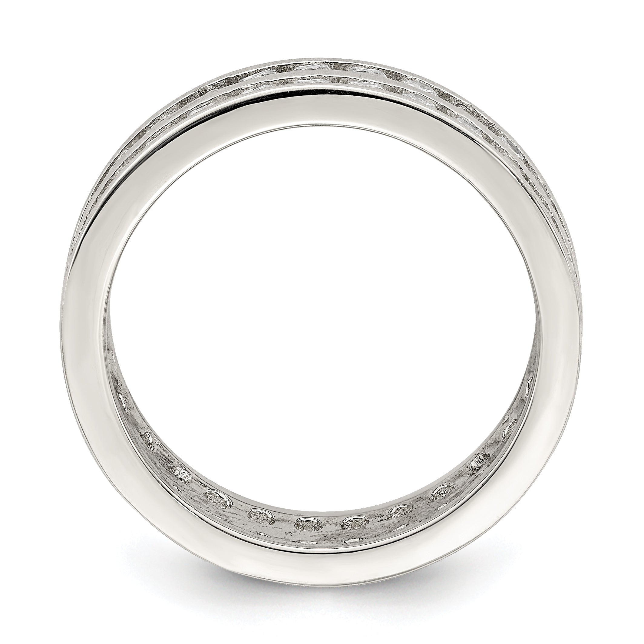 Sterling Silver Rhodium-plated Double Row CZ Band