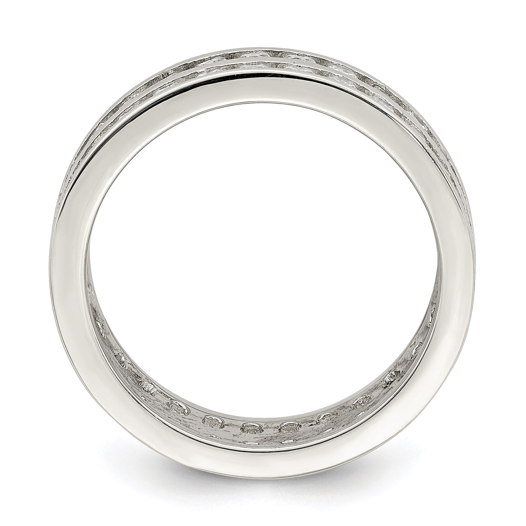 Sterling Silver Rhodium-plated Double Row CZ Band