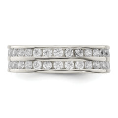 Sterling Silver Rhodium-plated Double Row CZ Band