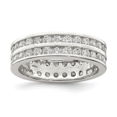 Sterling Silver Rhodium-plated Double Row CZ Band