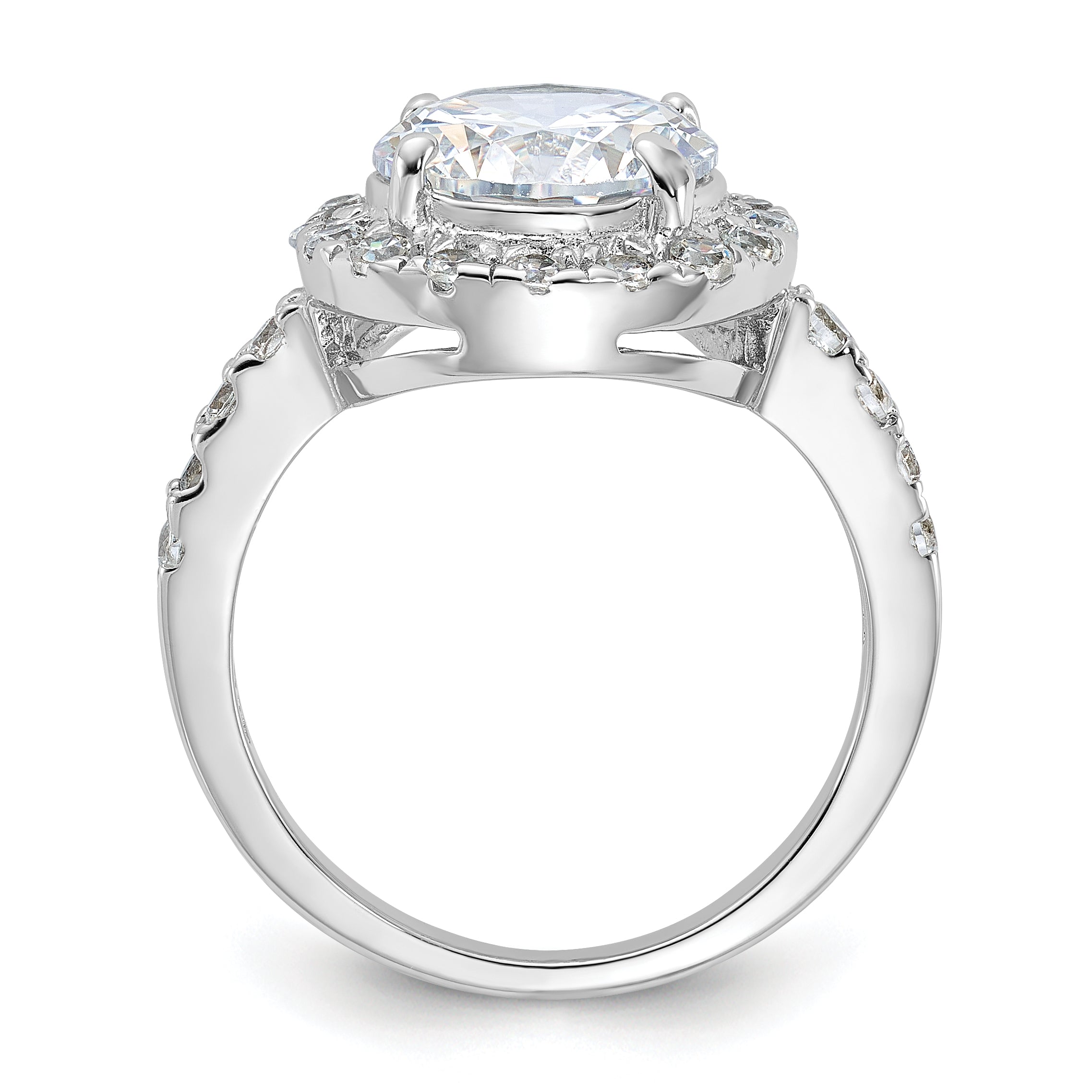 Sterling Silver Rhodium-plated CZ Ring Secondary image