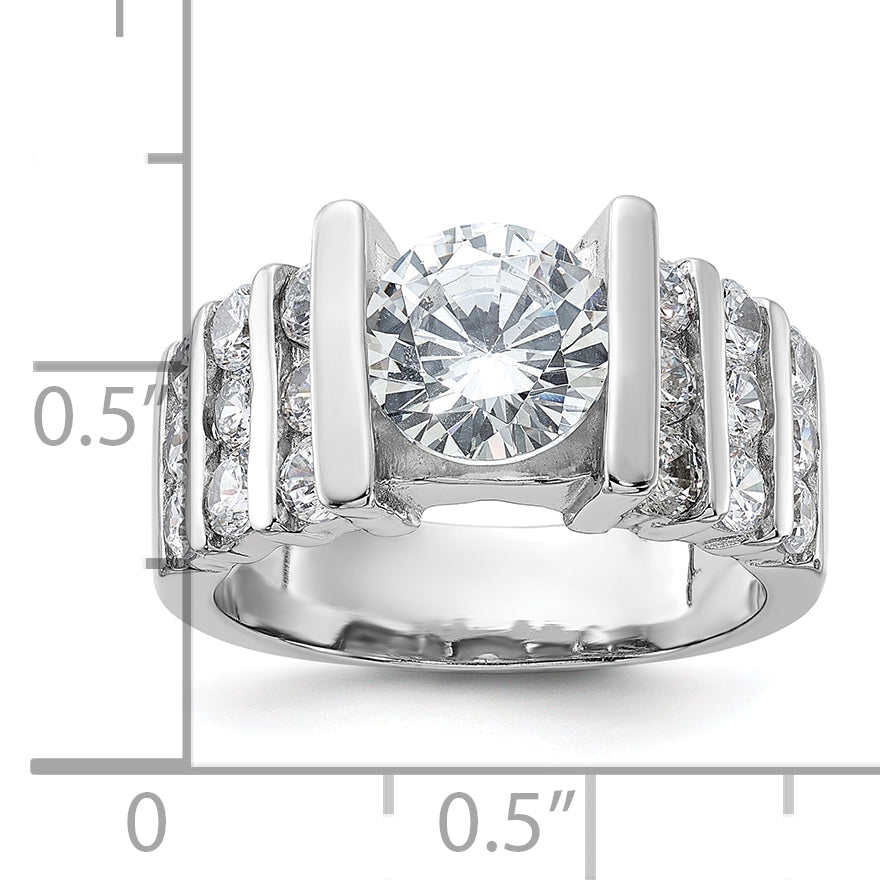 Sterling Silver Rhodium-plated CZ Ring