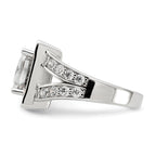 Sterling Silver w/ Rose-tone Vermeil Polished Square Pink & Clear CZ Ring