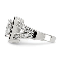 Sterling Silver w/ Rose-tone Vermeil Polished Square Pink & Clear CZ Ring