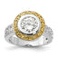 Sterling Silver & Gold-tone Vermeil Polished Yellow & Clear Cubic Zirconi Circle Ring