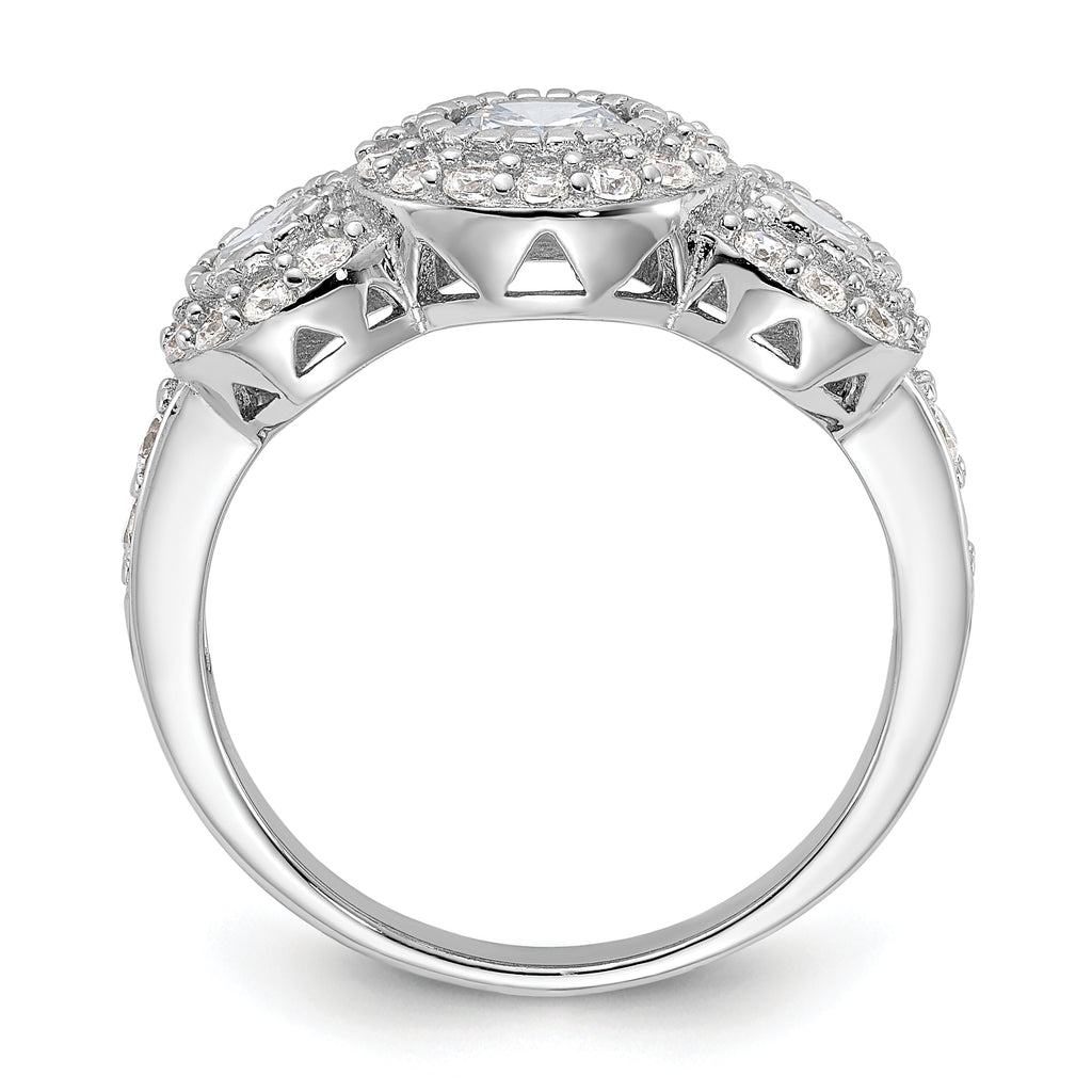 Sterling Silver Cubic Zirconi 3-stone Ring
