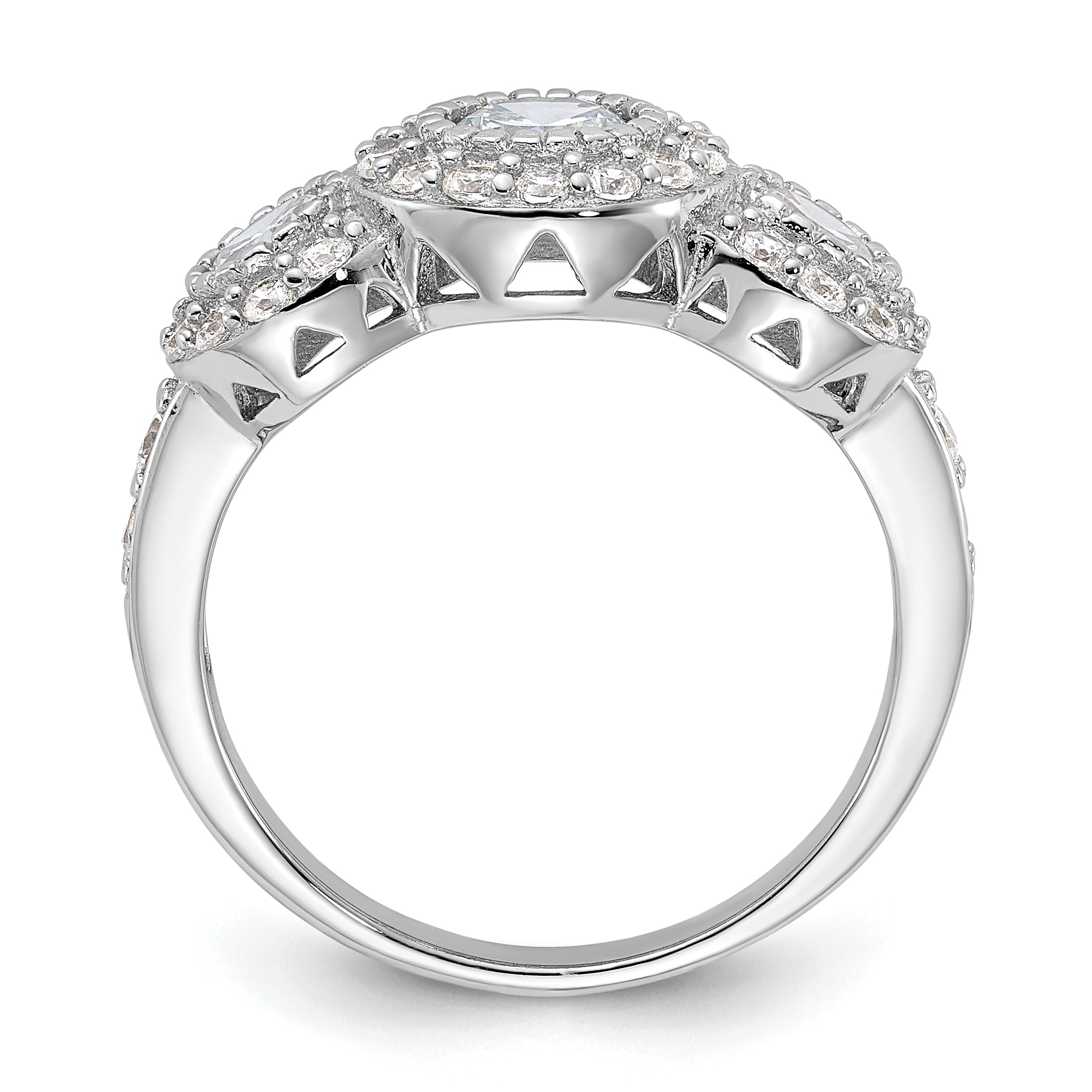 Sterling Silver Cubic Zirconi 3-stone Ring