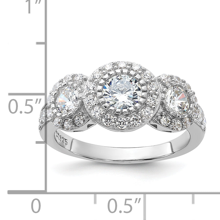 Sterling Silver Cubic Zirconi 3-stone Ring