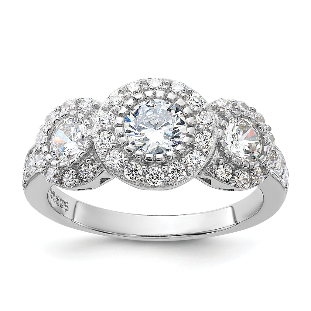 Sterling Silver Cubic Zirconi 3-stone Ring