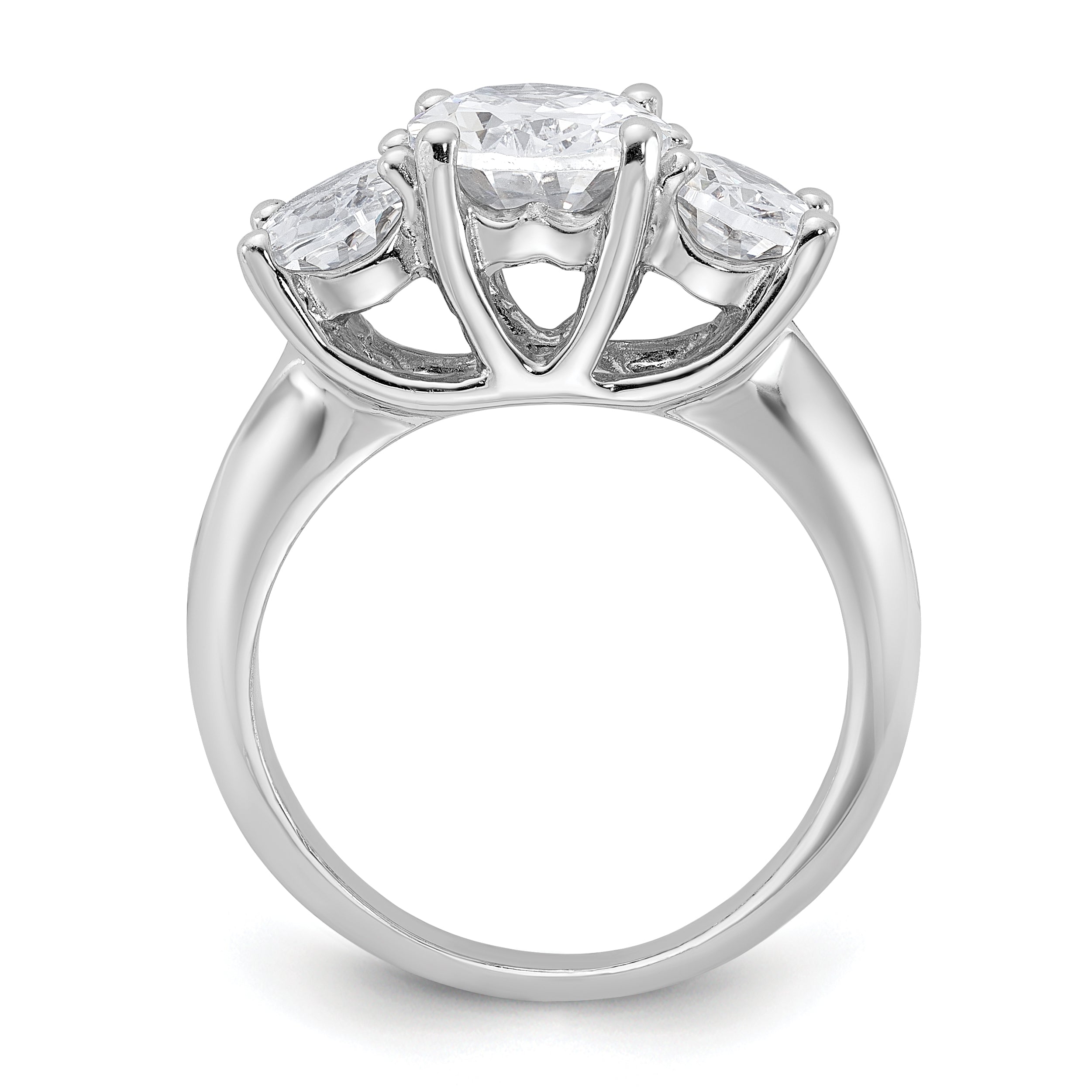 Sterling Silver Rhodium-plated 3 Stone CZ Ring Secondary image