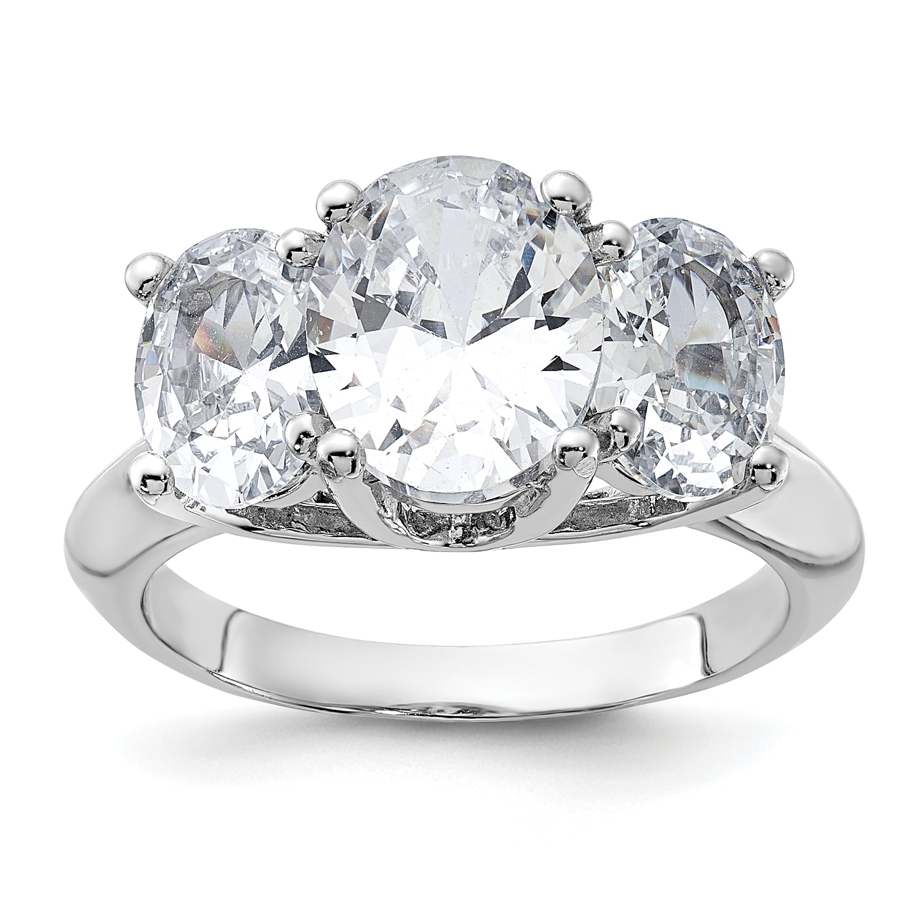 Sterling Silver Rhodium-plated 3 Stone CZ Ring Main image