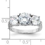 Sterling Silver Rhodium-plated 3 Stone CZ Ring