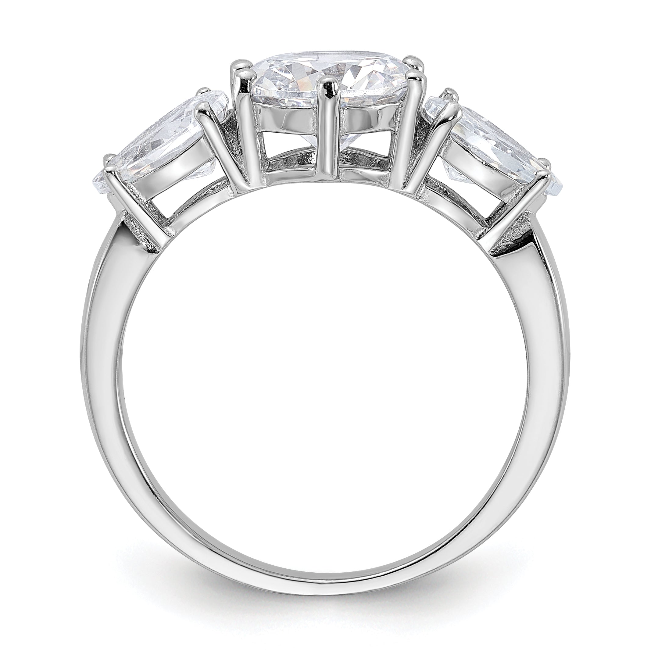 Sterling Silver Rhodium-plated 3 Stone CZ Ring Secondary image