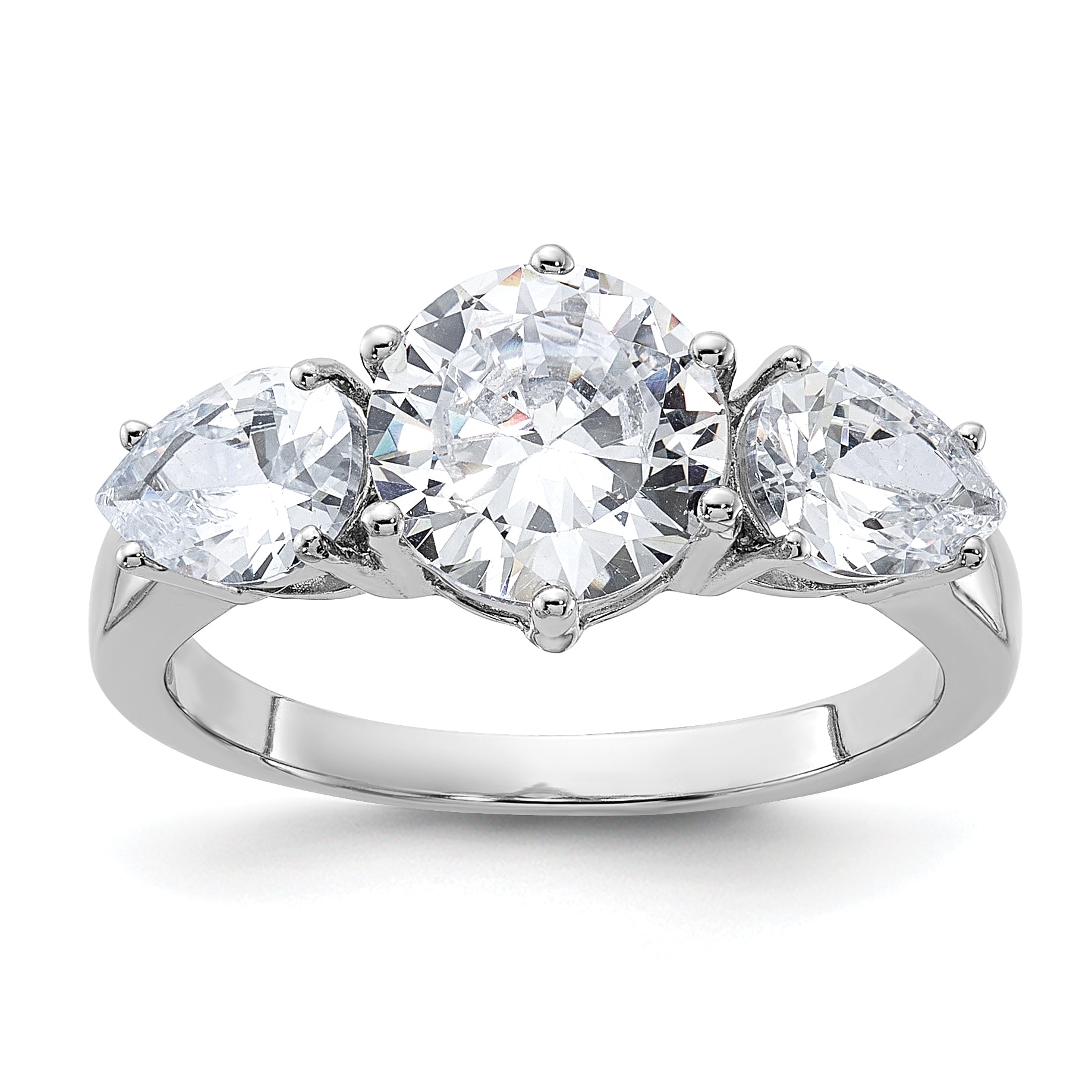 Sterling Silver Rhodium-plated 3 Stone CZ Ring Main image