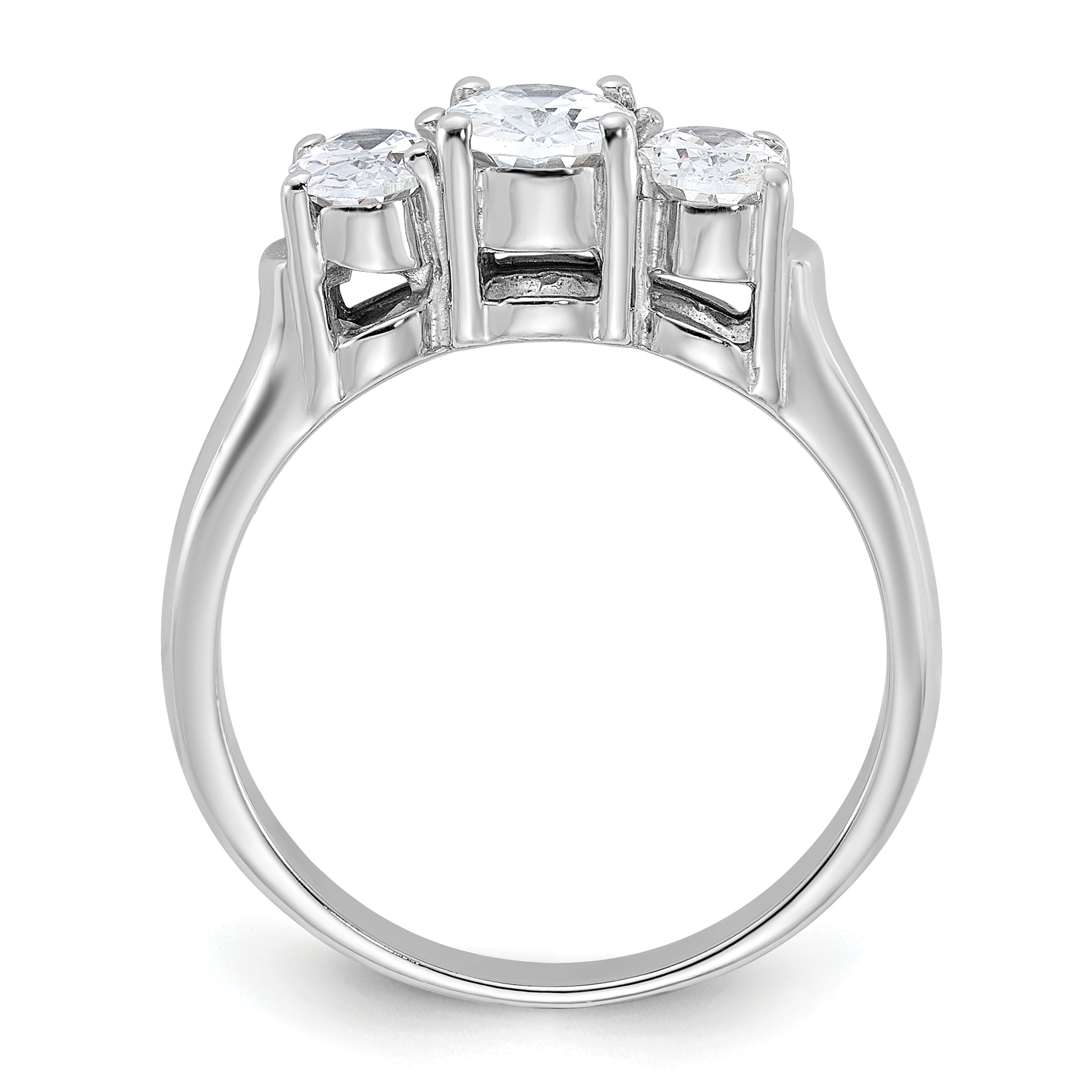 Sterling Silver Rhodium-plated 3 Stone CZ Ring Secondary image