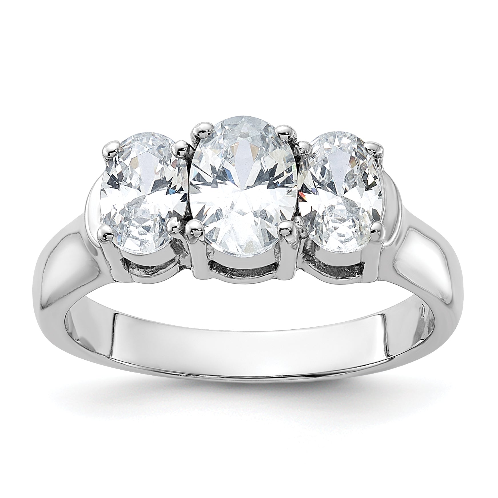 Sterling Silver Rhodium-plated 3 Stone CZ Ring Main image