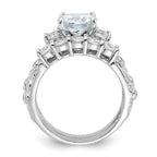 Sterling Silver Rhodium-Plated 2-piece Cubic Zirconi Wedding Ring