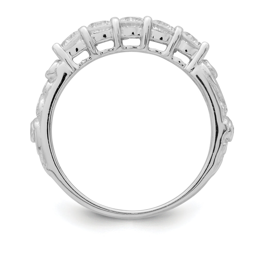 Sterling Silver Rhodium-Plated 2-piece Cubic Zirconi Wedding Ring