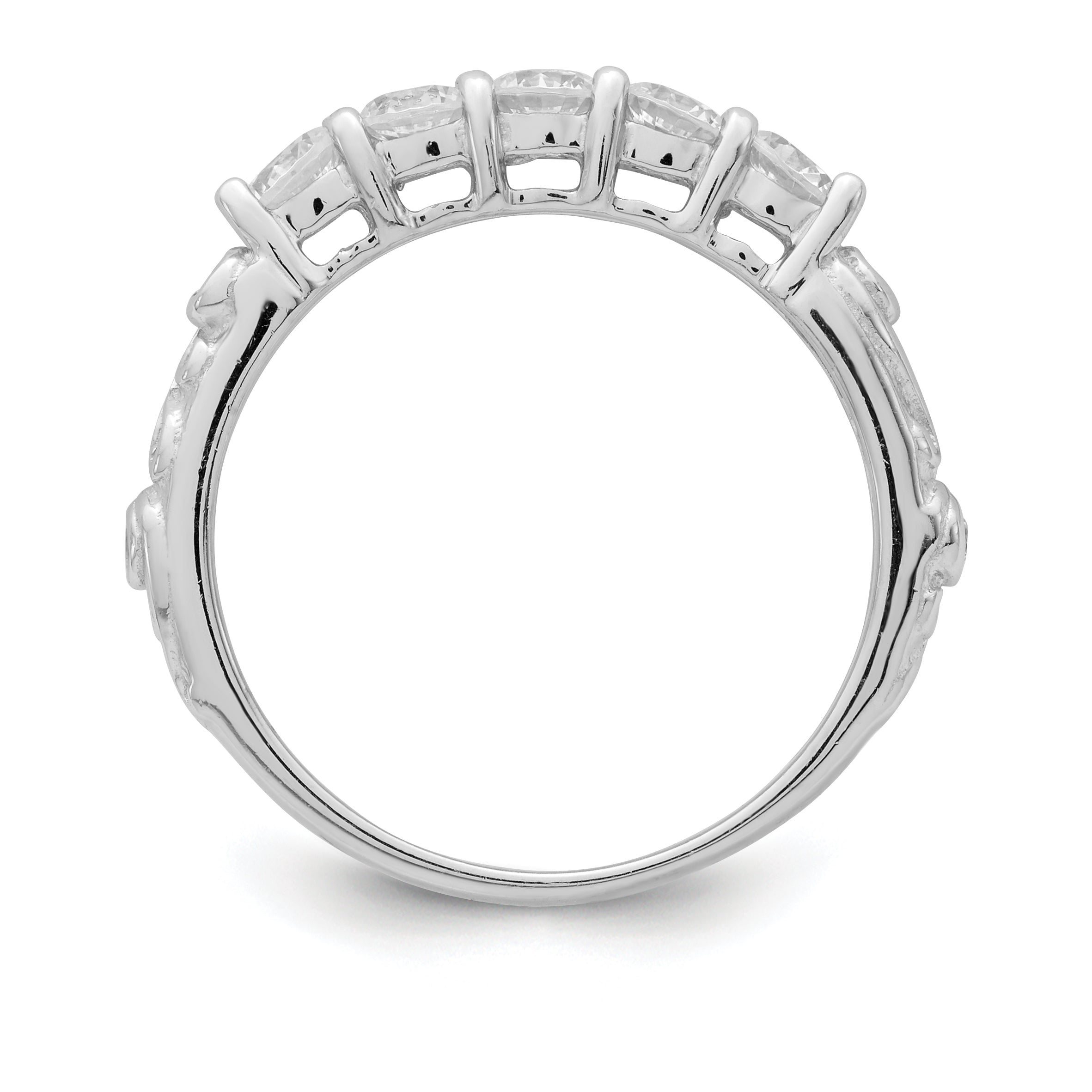 Sterling Silver Rhodium-Plated 2-piece Cubic Zirconi Wedding Ring