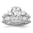 Sterling Silver Rhodium-Plated 2-piece Cubic Zirconi Wedding Ring
