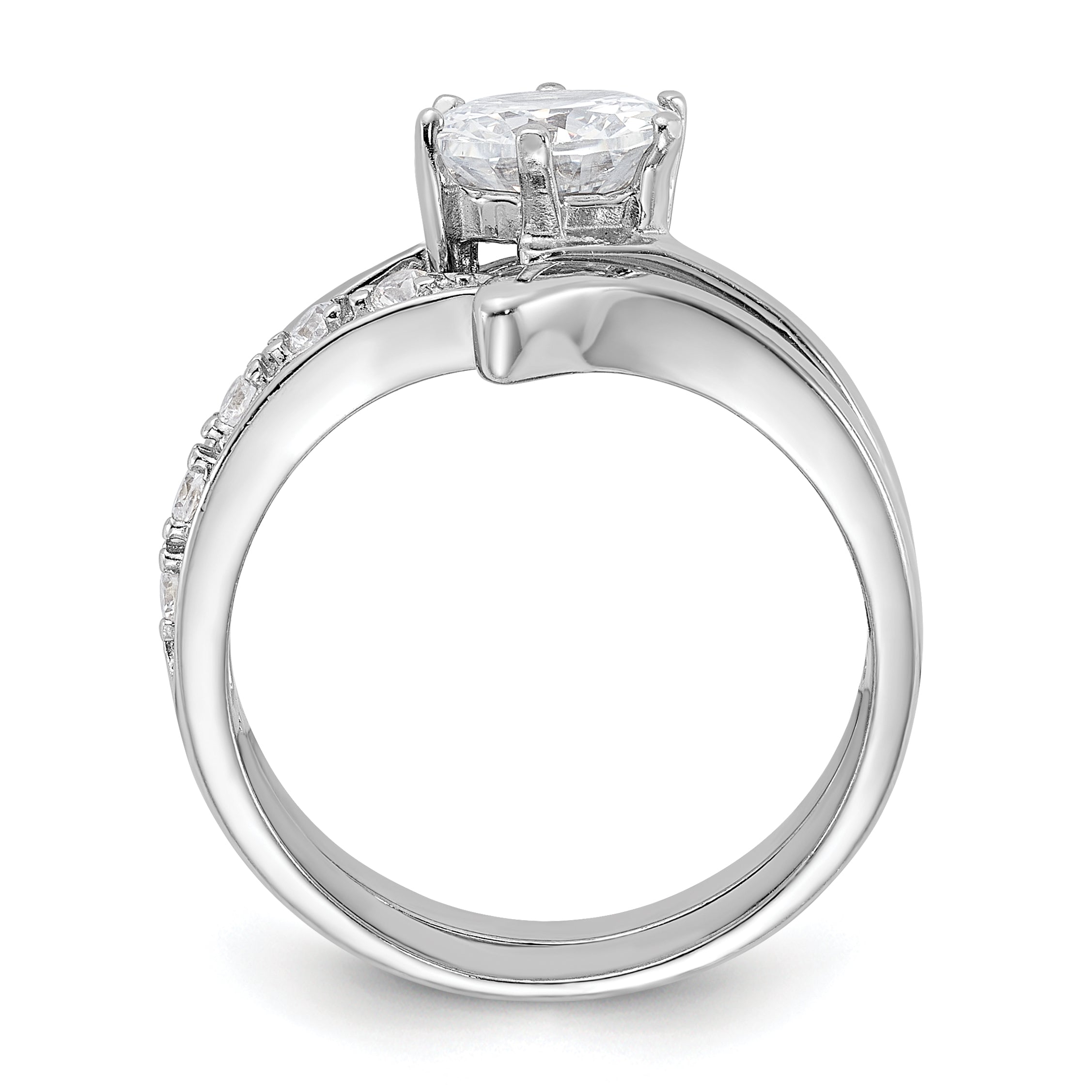 Sterling Silver Rhodium-plated 2-piece CZ Wedding Ring Set Secondary image