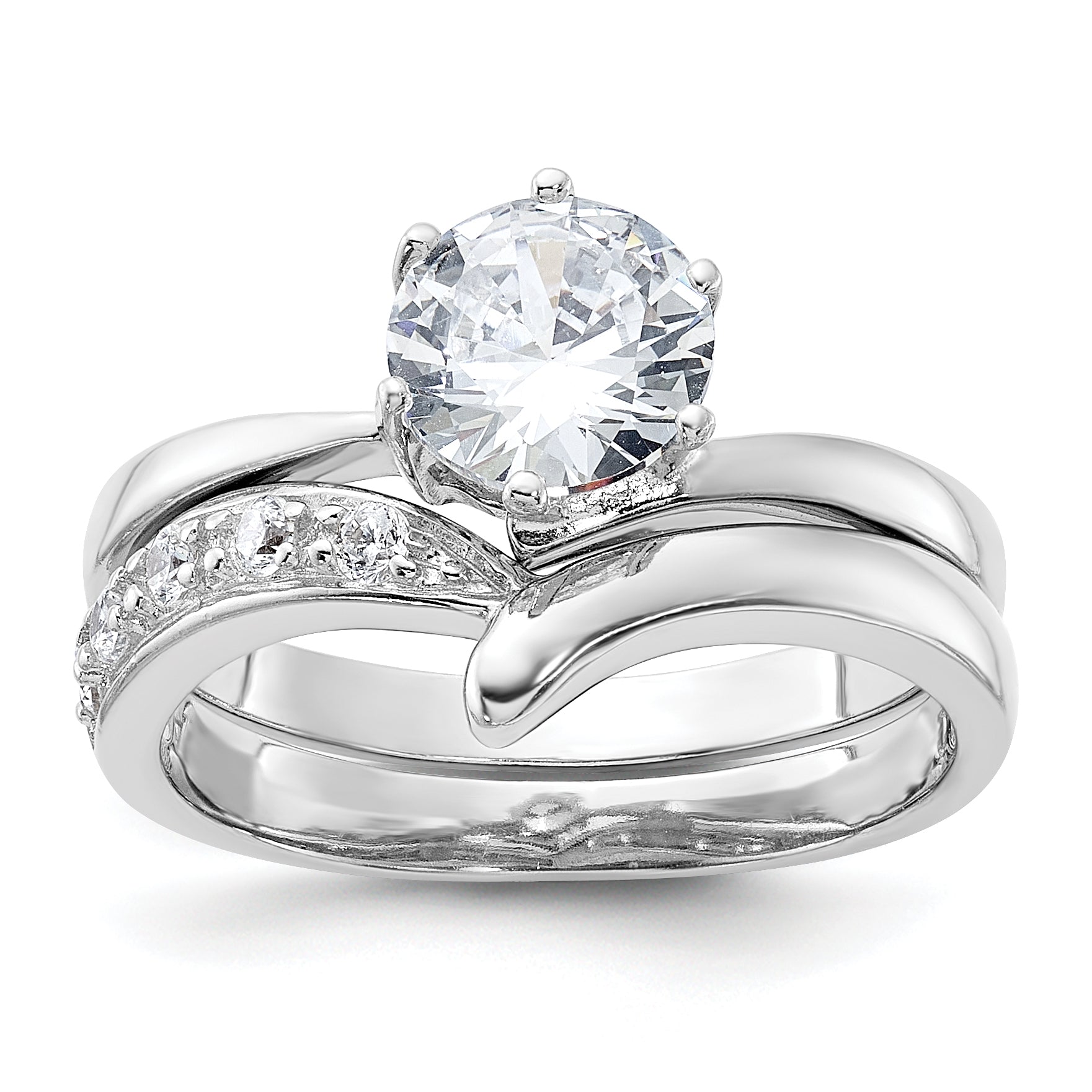 Sterling Silver Rhodium-plated 2-piece CZ Wedding Ring Set Main image