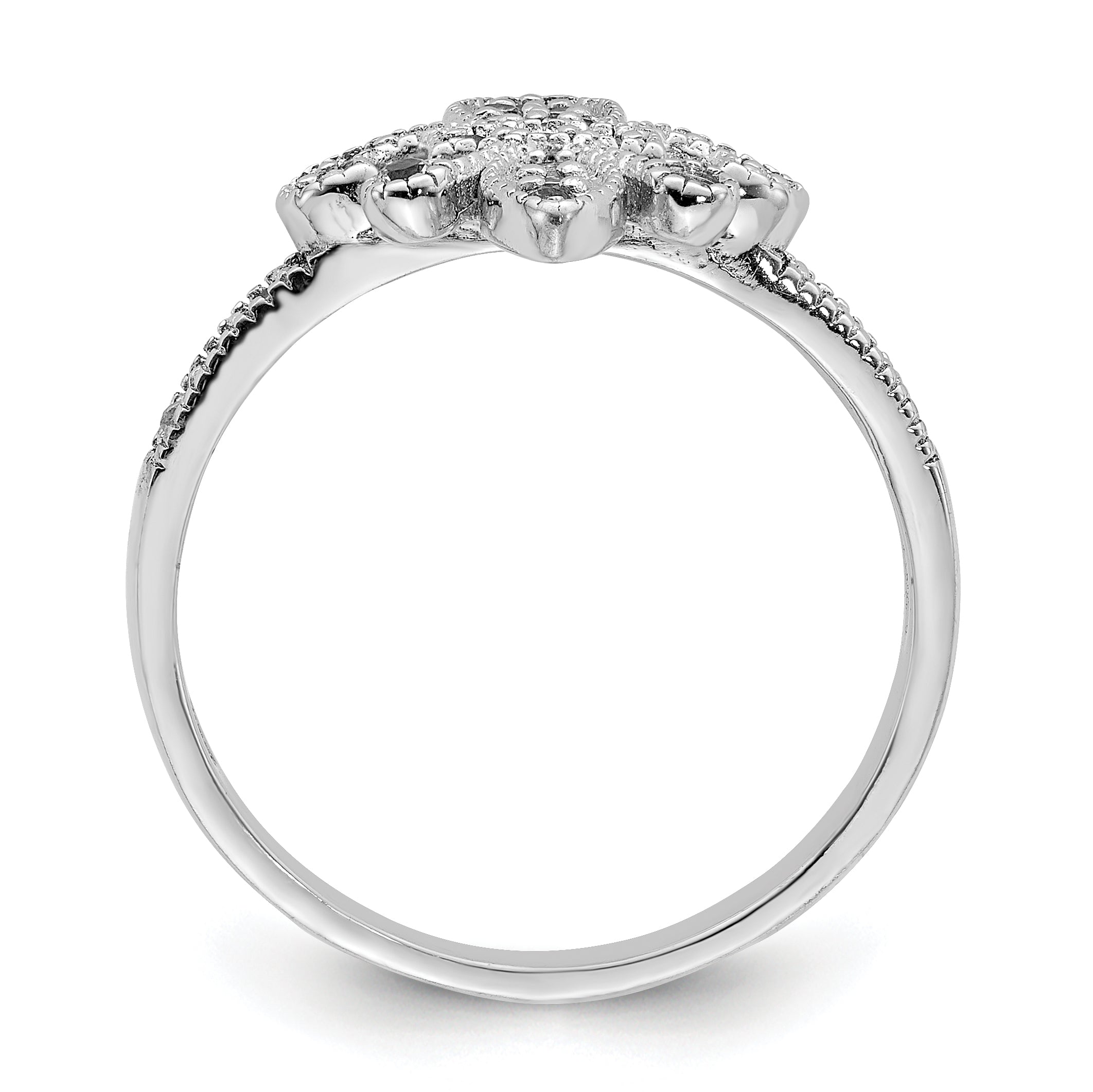 Sterling Silver Rhodium-plated CZ Fleur-de-lis Ring Secondary image