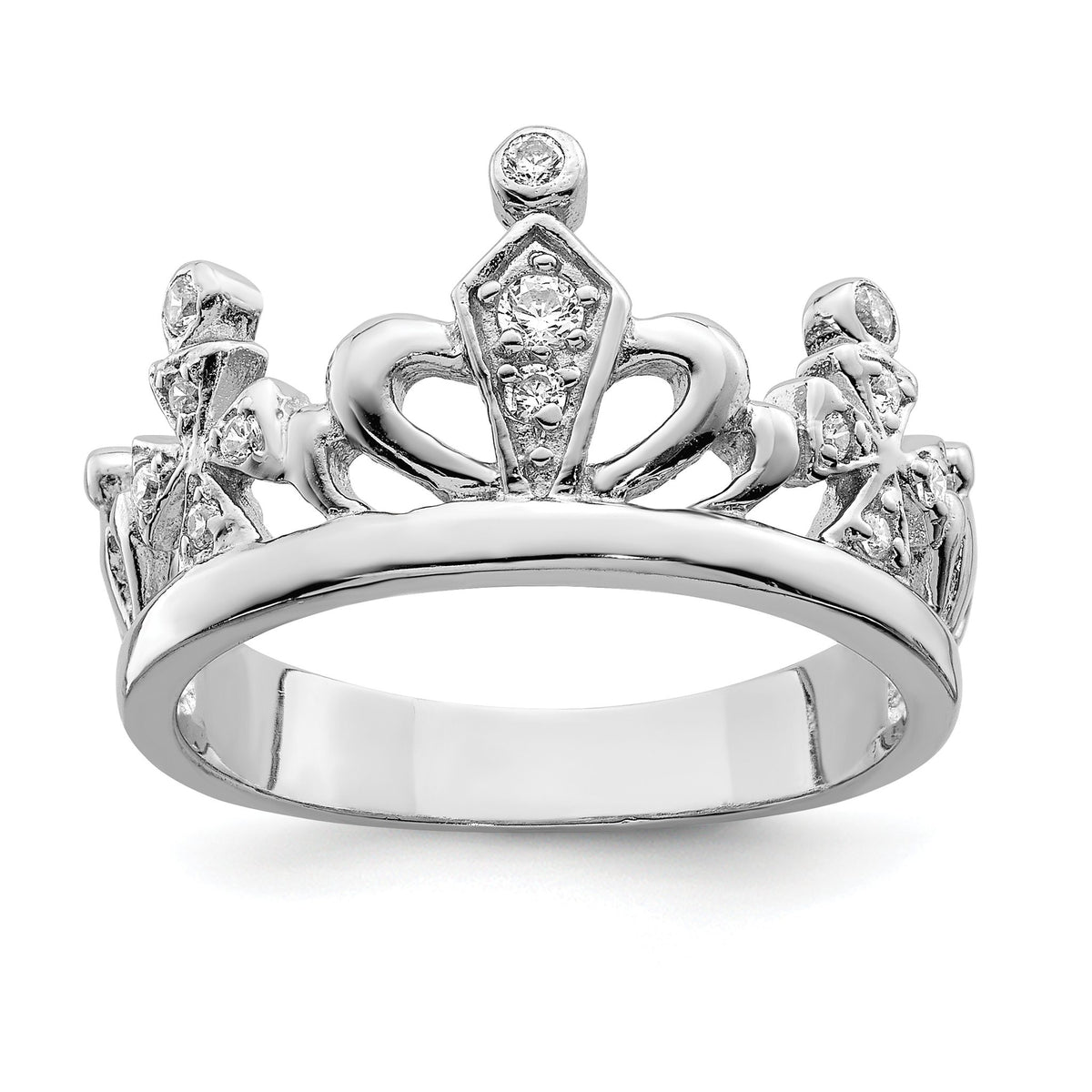 Cubic Zirconia Crown Ring in Sterling Silver - Sophia Jewelers Main image