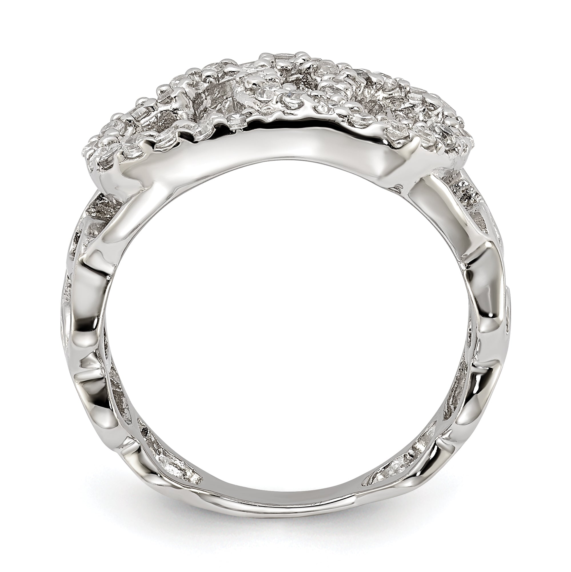 Sterling Silver Polished CZ Heart Ring Secondary image