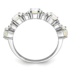 Sterling Silver Rhodium-Plated Lab Created Opal and Cubic Zirconi Ring
