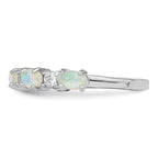 Sterling Silver Rhodium-Plated Lab Created Opal and Cubic Zirconi Ring