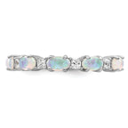 Sterling Silver Rhodium-Plated Lab Created Opal and Cubic Zirconi Ring