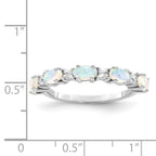 Sterling Silver Rhodium-Plated Lab Created Opal and Cubic Zirconi Ring