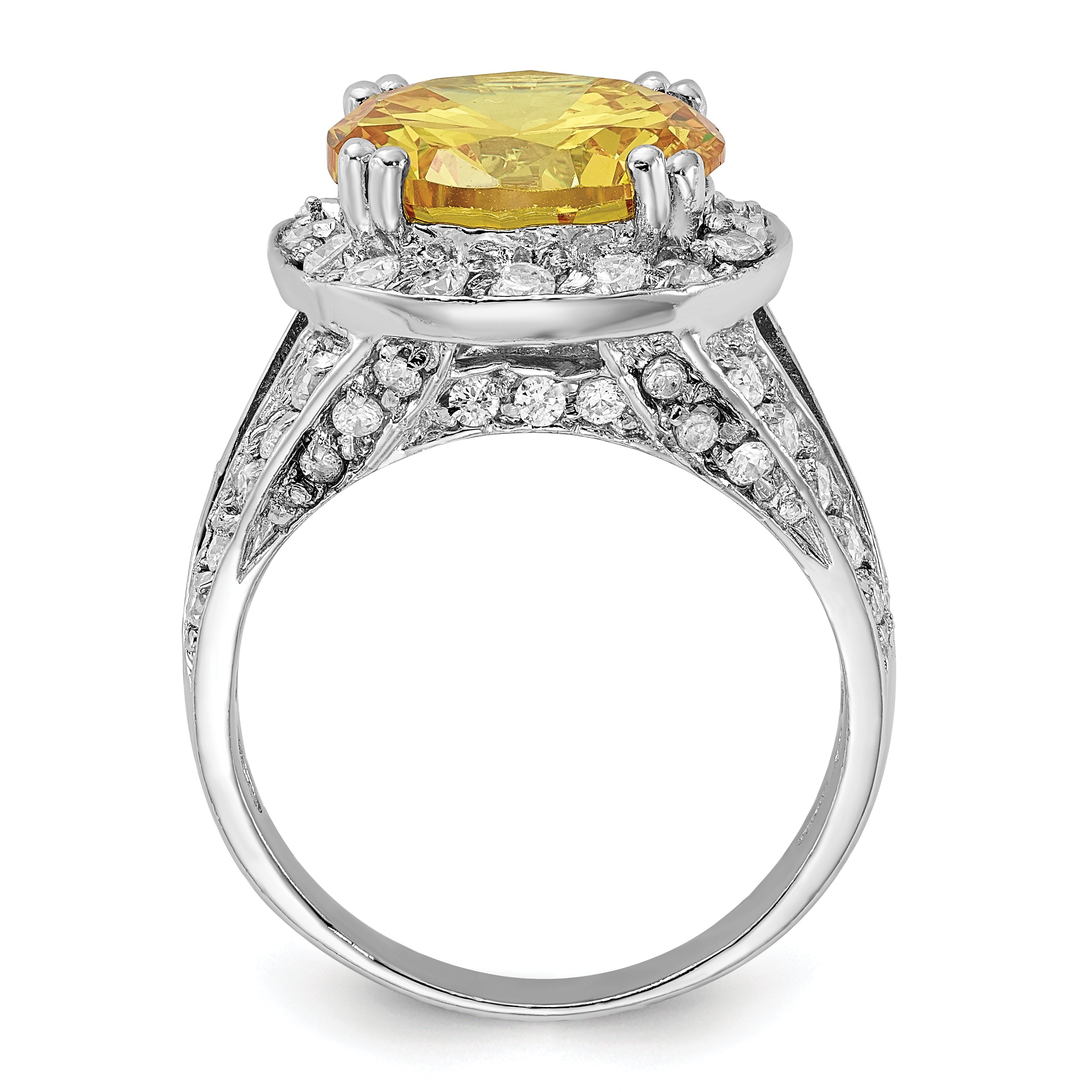 Sterling Silver Polished Yellow & Clear CZ Ring Secondary image