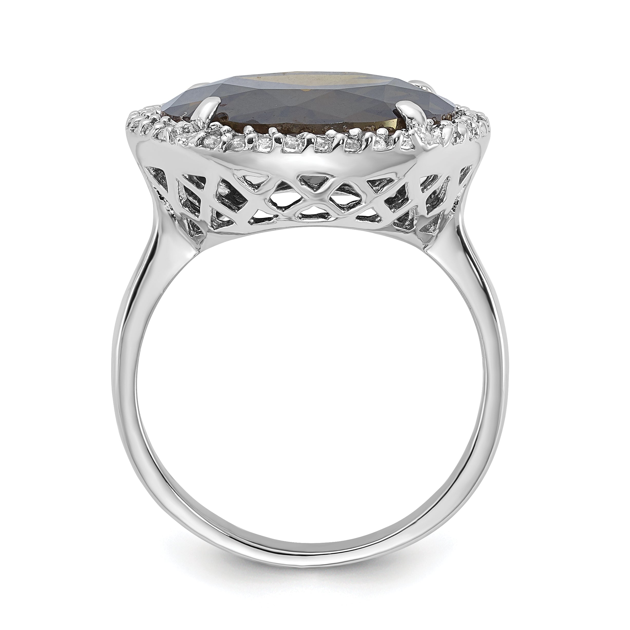 Sterling Silver Polished Green & Clear CZ Circle Halo Ring Secondary image