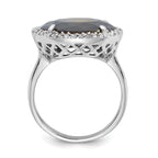 Sterling Silver Polished Green & Clear CZ Circle Halo Ring