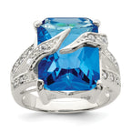 Sterling Silver Blue & Clear CZ Ring