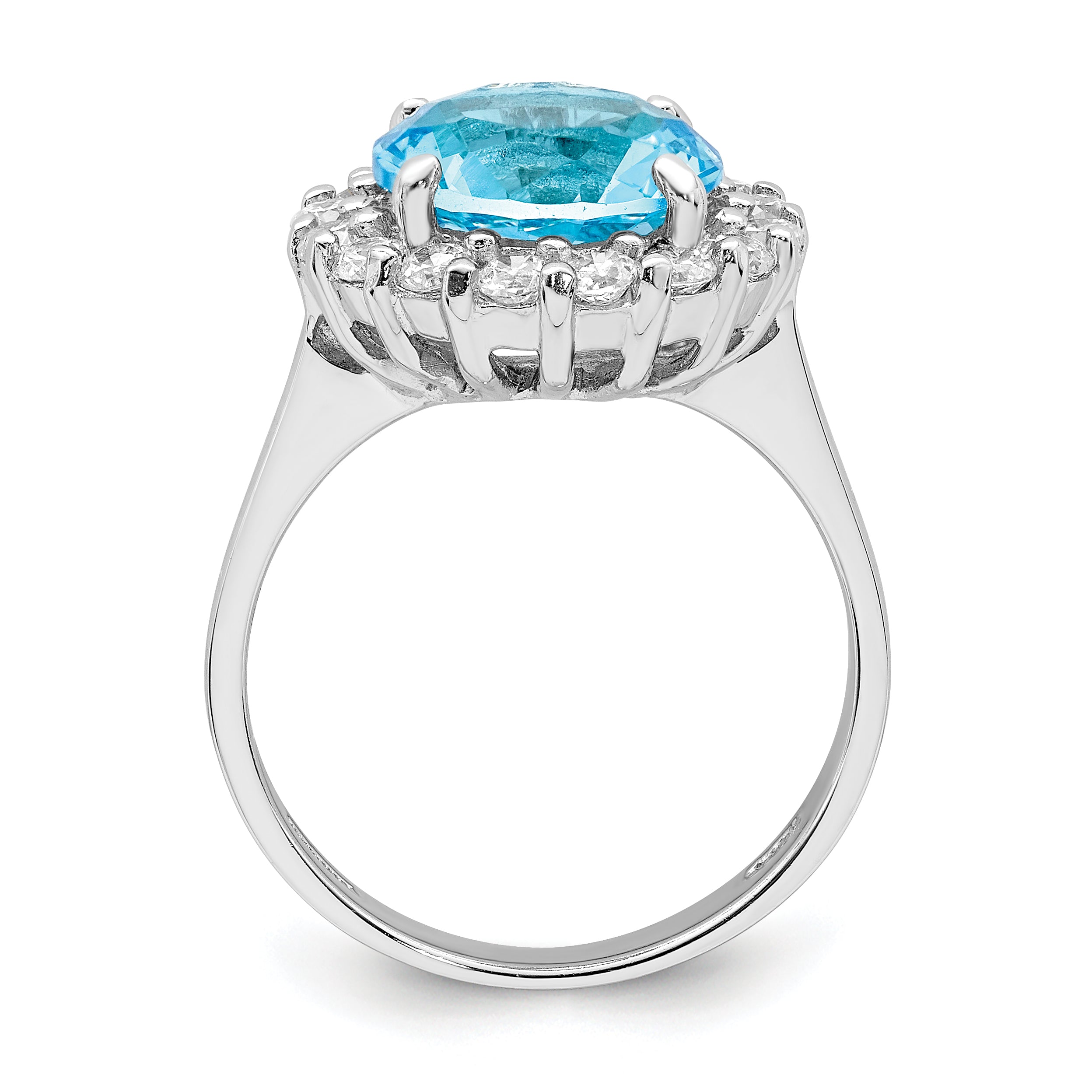 Sterling Silver Rhodium-plated Blue & Clear CZ Ring Secondary image