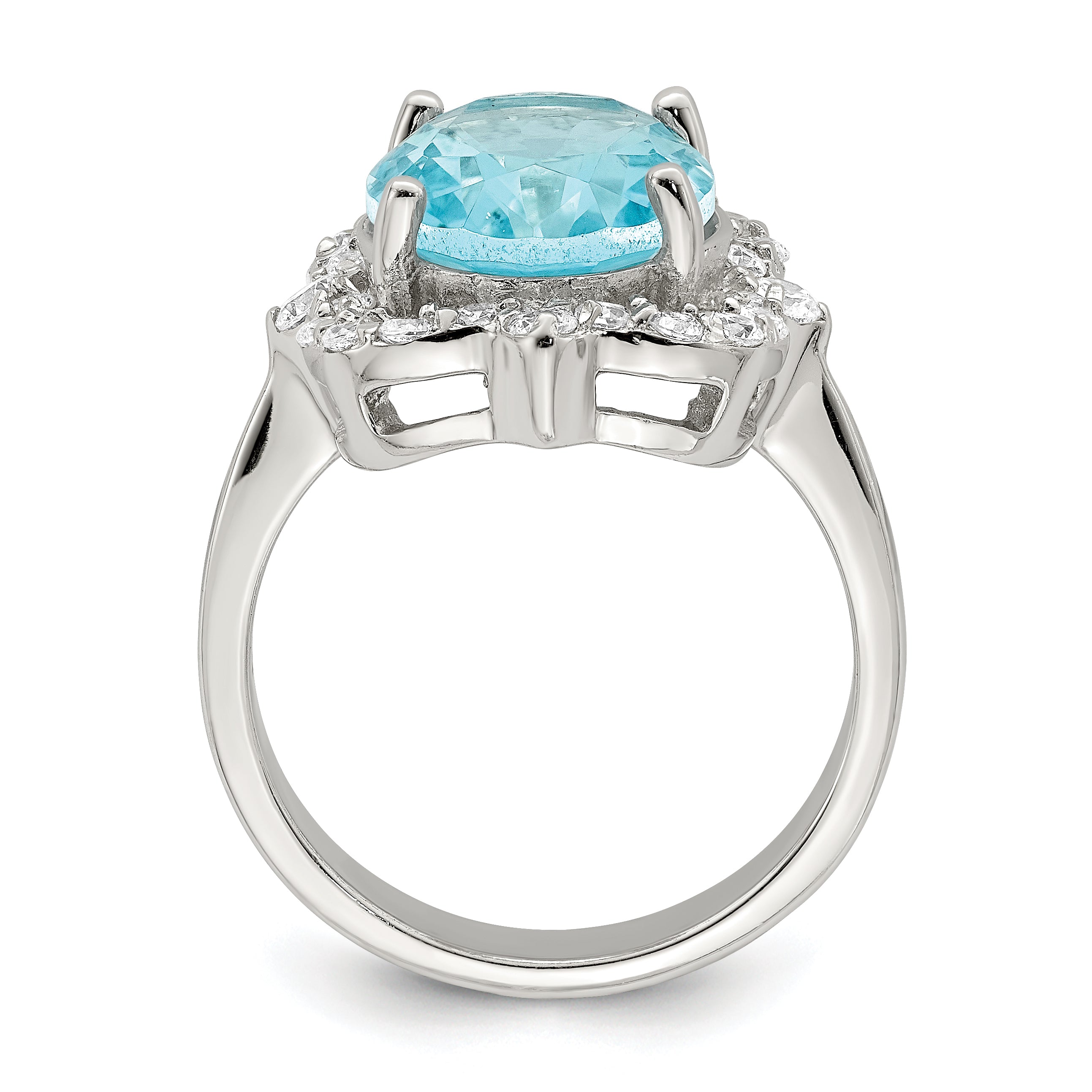Sterling Silver Blue & Clear CZ Ring Secondary image