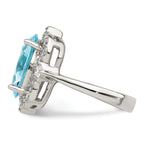 Sterling Silver Blue & Clear CZ Ring