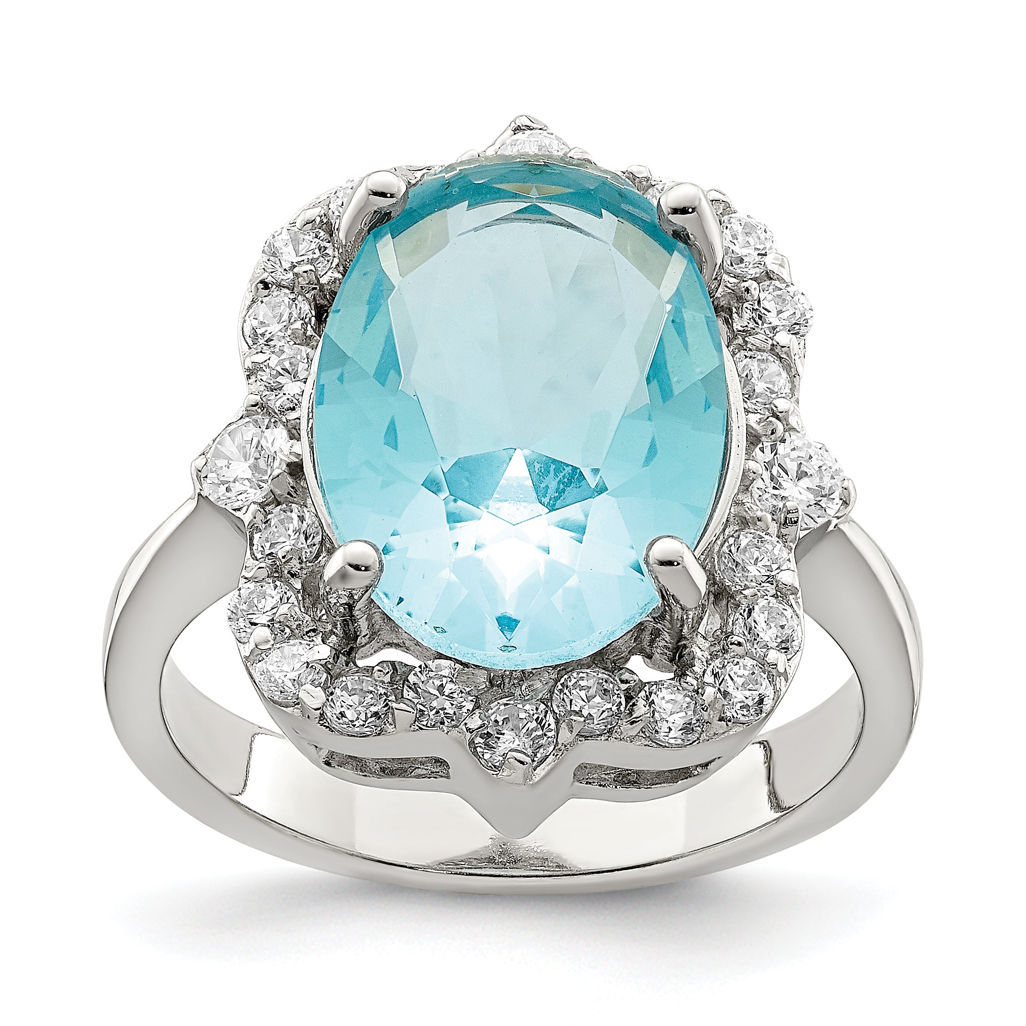 Sterling Silver Blue & Clear CZ Ring Main image
