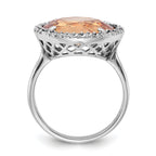 Sterling Silver Polished Champagne & Clear CZ Circle Ring