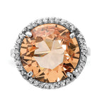 Sterling Silver Polished Champagne & Clear CZ Circle Ring