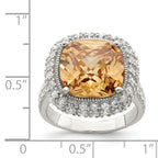 Sterling Silver Champagne & Clear Color CZ Ring