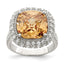 Sterling Silver Champagne & Clear Color CZ Ring