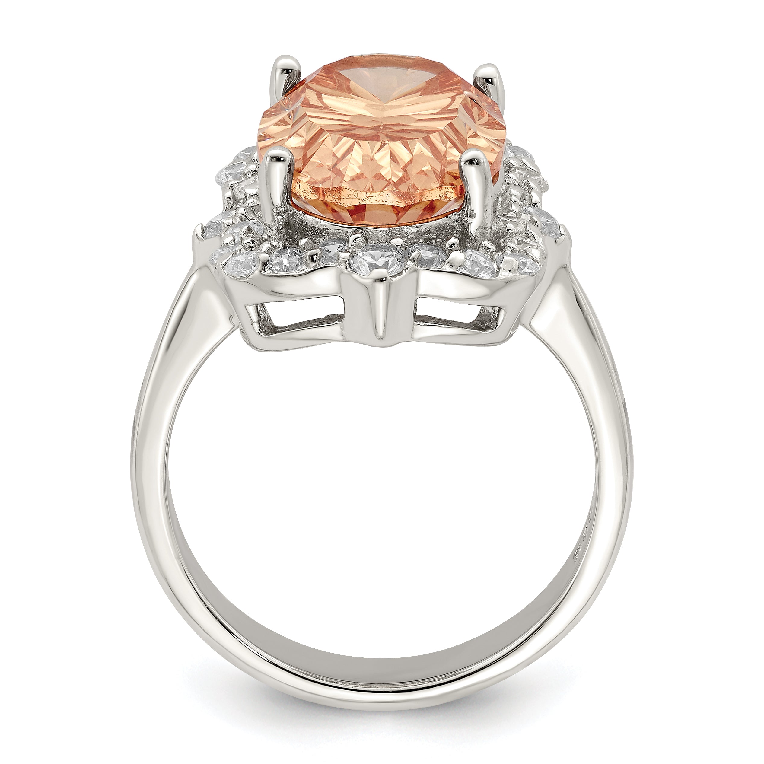 Sterling Silver Champagne & Clear Color CZ Ring Secondary image