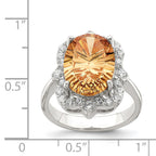 Sterling Silver Champagne & Clear Color CZ Ring