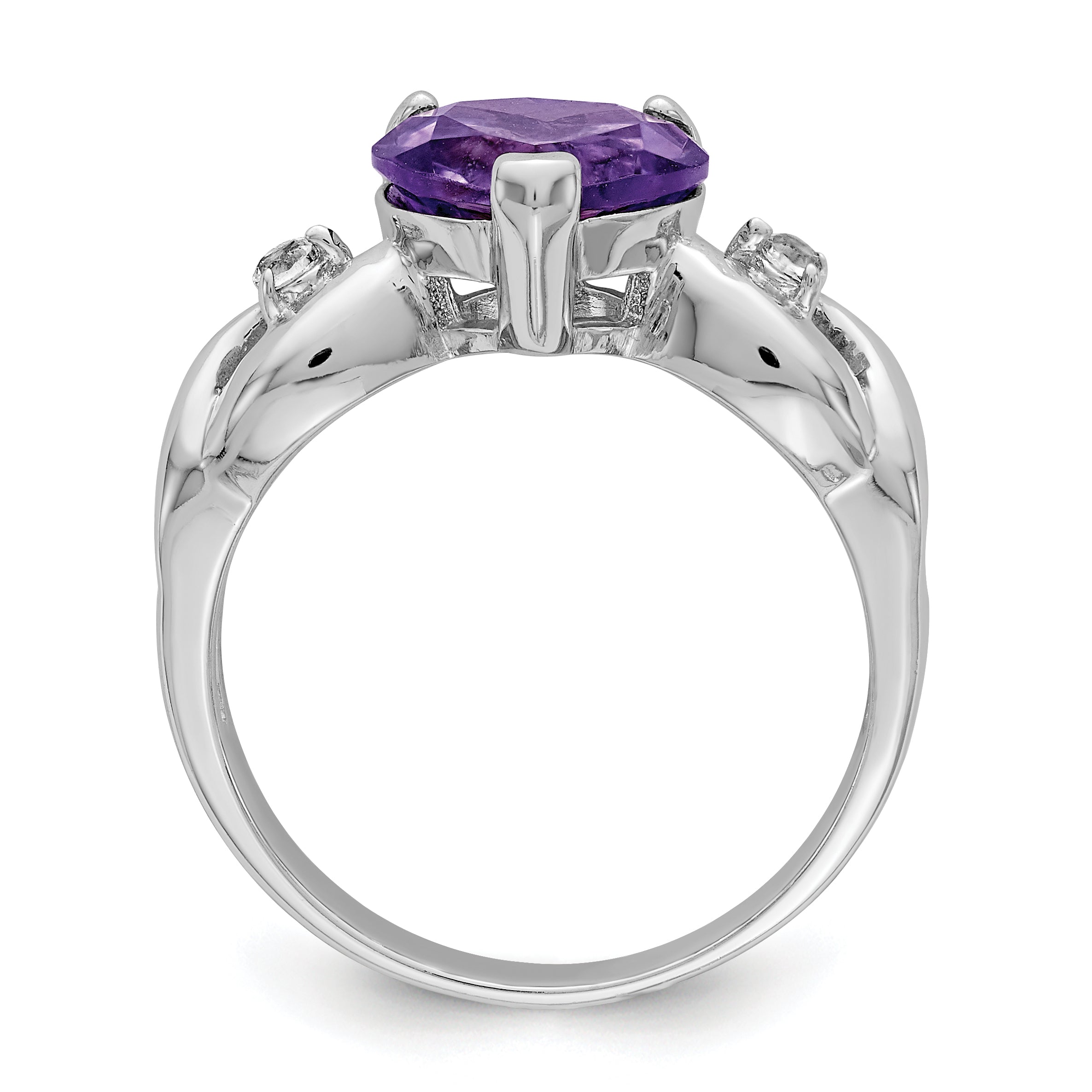 Sterling Silver Lavender CZ Heart Ring Secondary image