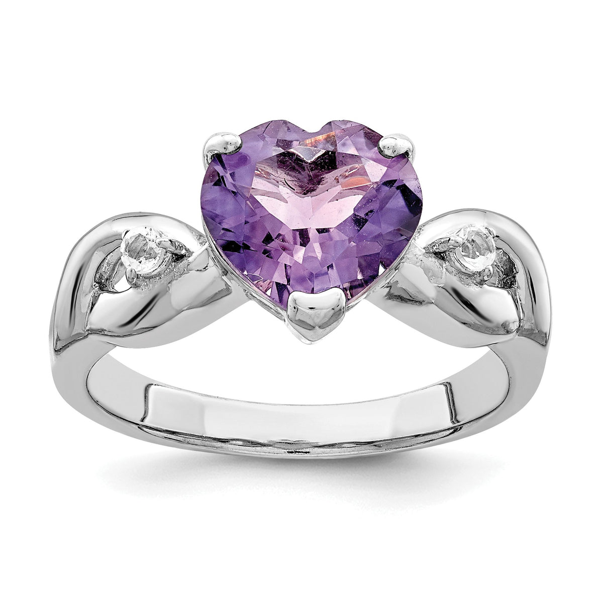 Lavender Cubic Zirconia Heart Ring in Sterling Silver, Size 8 - Sophia Jewelers Main image