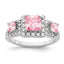 Sterling Silver Rhodium-Plated plated Pink Square Cubic Zirconi Ring